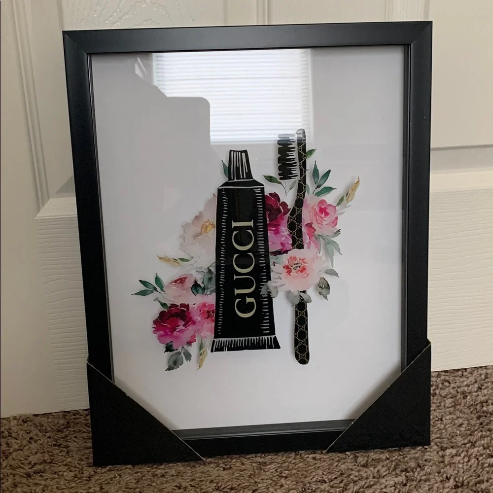 FASHION INSPIRED Toothbrush & Toothpaste Picture - Framed with Glass Front